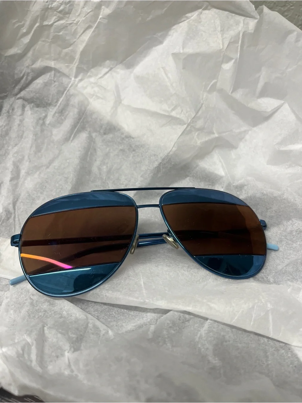 Christian Dior DiorSplit 1/S Y4ERD Aviator Sunglasses Blue Italy 59-14-145 Good